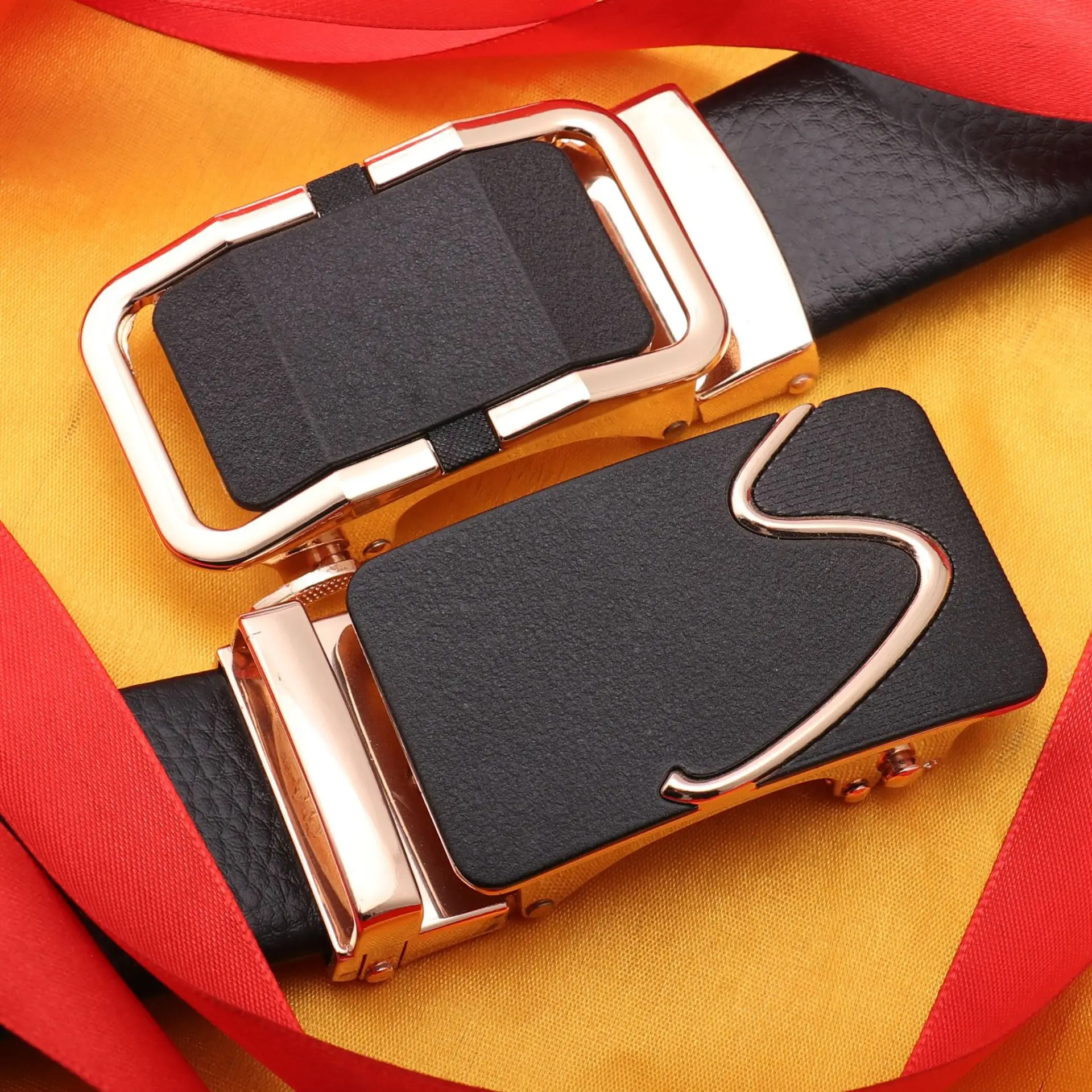 Men's Black Frosted Automatic Buckle Belt Two-Piece Business Casual - Image 13