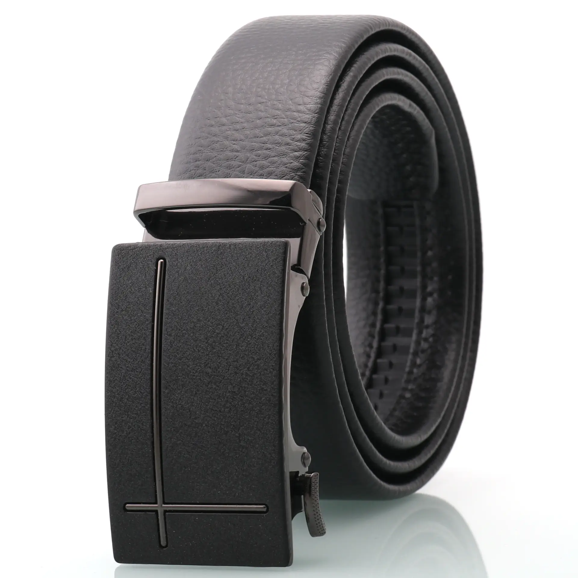 Men's Black Frosted Automatic Buckle Belt Two-Piece Business Casual - Image 3