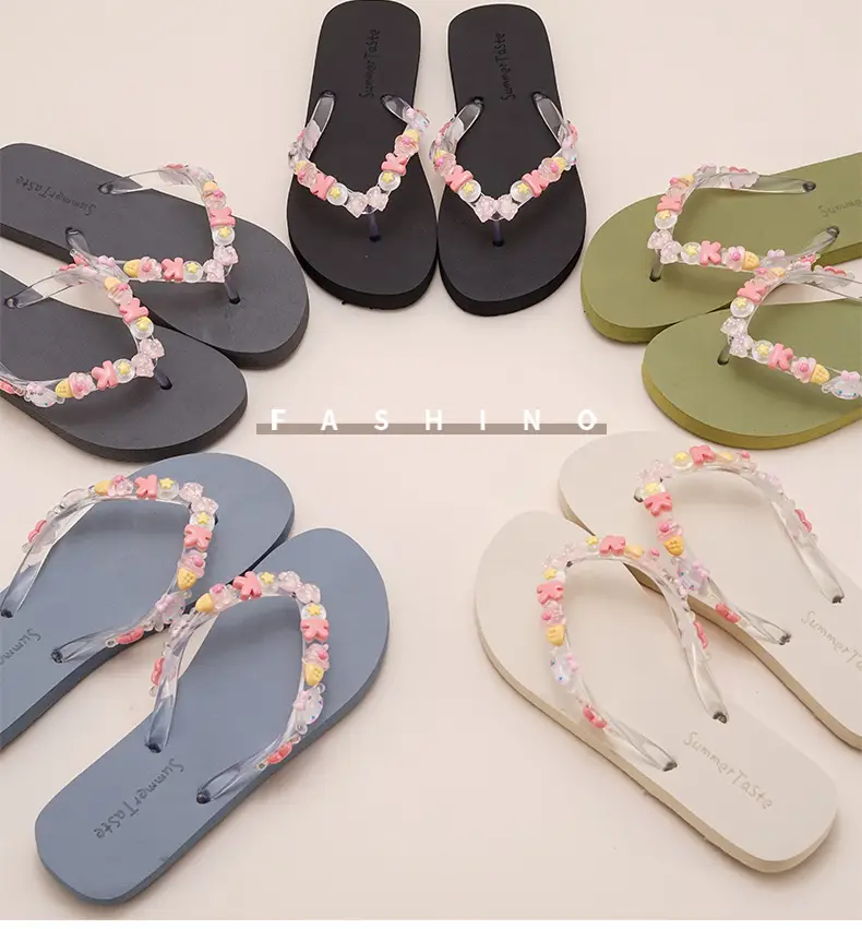 2024 New Cartoon Flip-flops Women's Summer Outer Wear Soft Bottom Seaside Beach Holiday Flip-flops DIY — feature 1