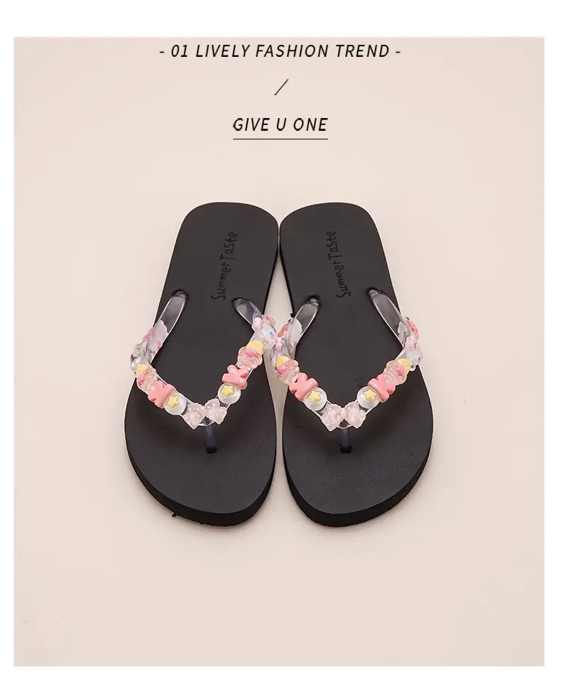 2024 New Cartoon Flip-flops Women's Summer Outer Wear Soft Bottom Seaside Beach Holiday Flip-flops DIY — feature 10