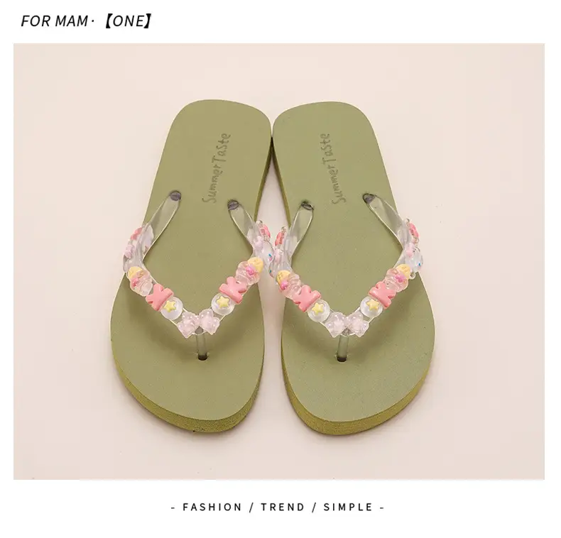 2024 New Cartoon Flip-flops Women's Summer Outer Wear Soft Bottom Seaside Beach Holiday Flip-flops DIY — feature 12