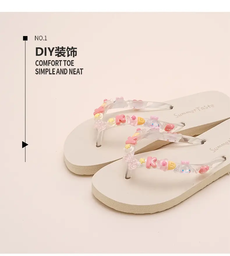 2024 New Cartoon Flip-flops Women's Summer Outer Wear Soft Bottom Seaside Beach Holiday Flip-flops DIY — feature 3