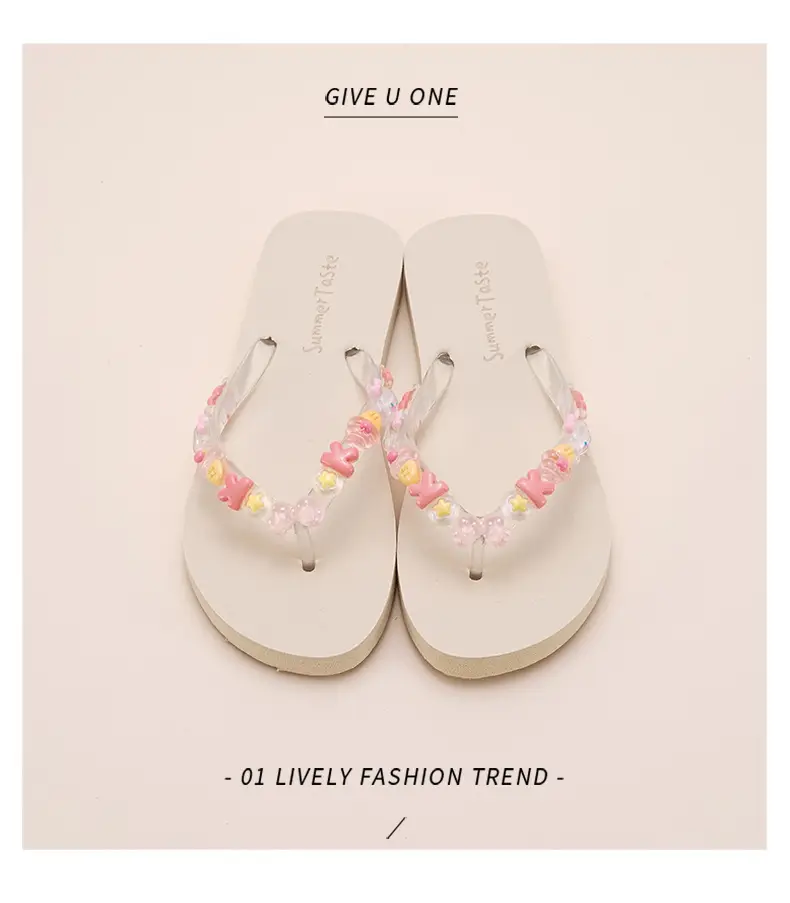 2024 New Cartoon Flip-flops Women's Summer Outer Wear Soft Bottom Seaside Beach Holiday Flip-flops DIY — feature 7