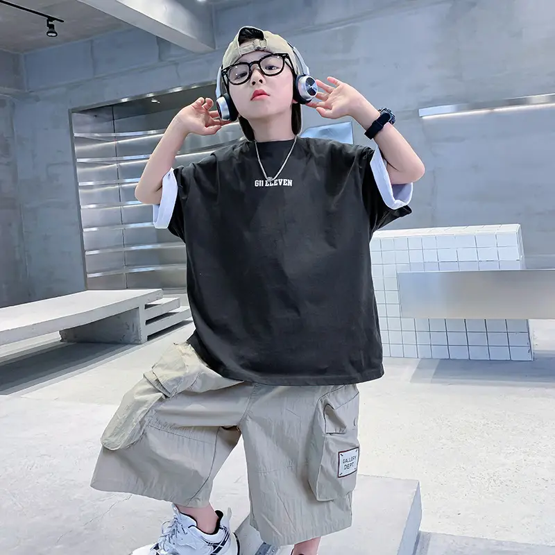 Boys Black Cotton T-Shirt Short Sleeve 2024 - Image 3