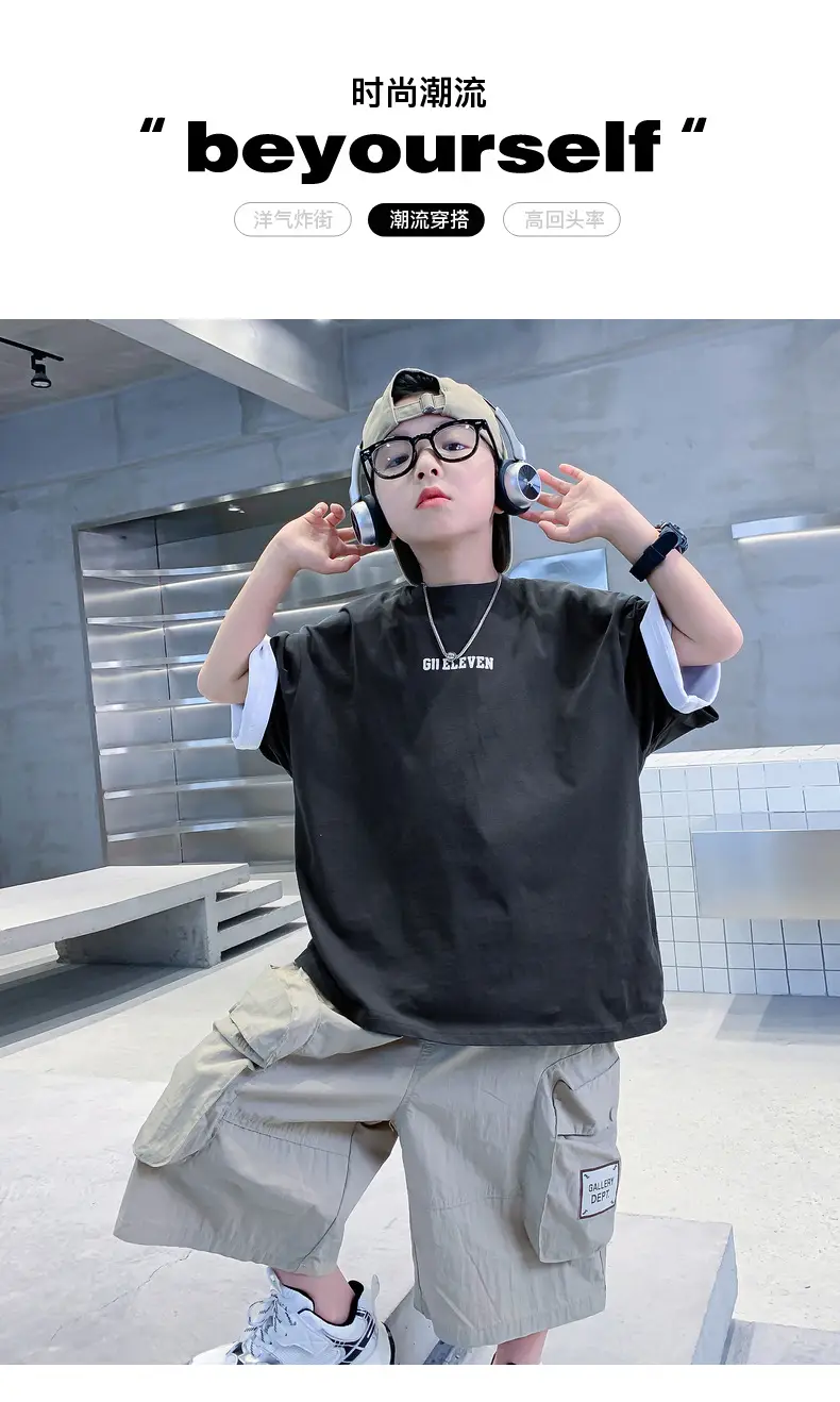 Boys Black Cotton T-Shirt Short Sleeve 2024 — feature 1