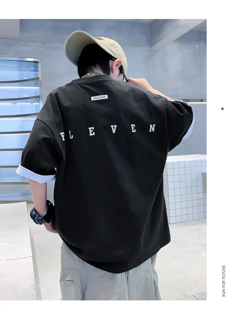 Boys Black Cotton T-Shirt Short Sleeve 2024 — feature 14