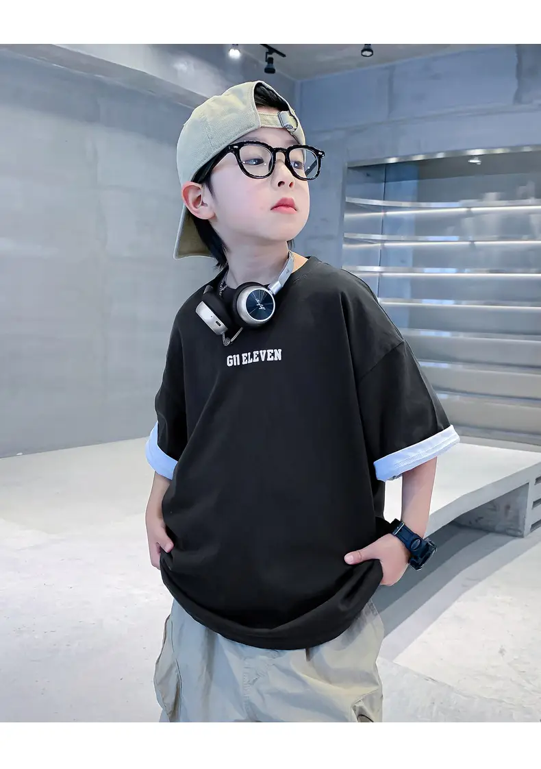 Boys Black Cotton T-Shirt Short Sleeve 2024 — feature 15