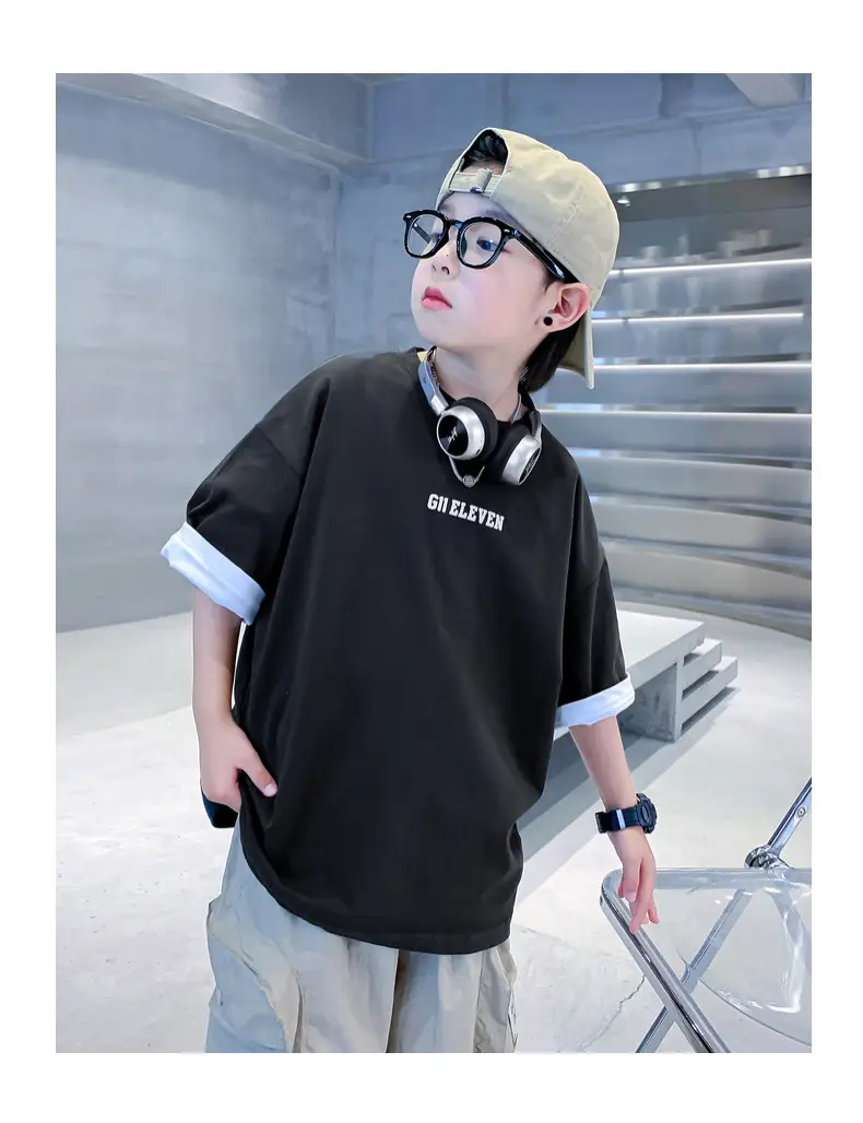 Boys Black Cotton T-Shirt Short Sleeve 2024 — feature 16