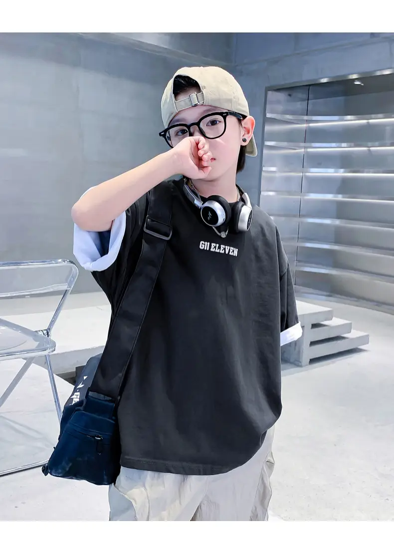 Boys Black Cotton T-Shirt Short Sleeve 2024 — feature 18