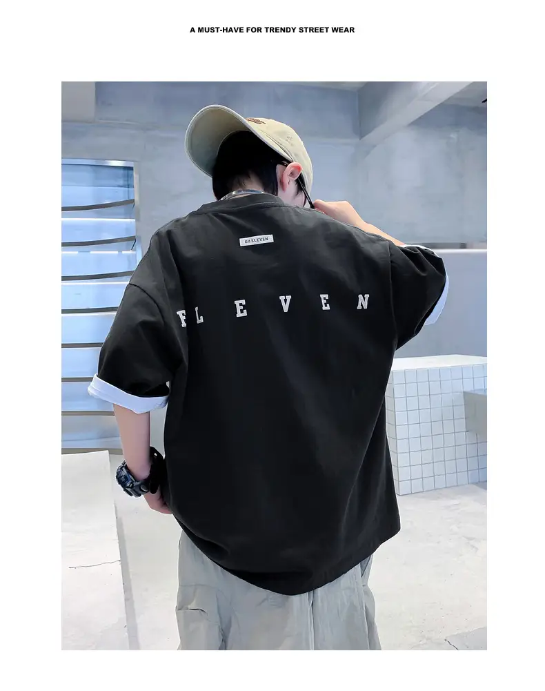 Boys Black Cotton T-Shirt Short Sleeve 2024 — feature 2