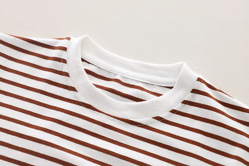 Boys Summer Strappy T-Shirt Shorts Set Brown Striped — feature 5