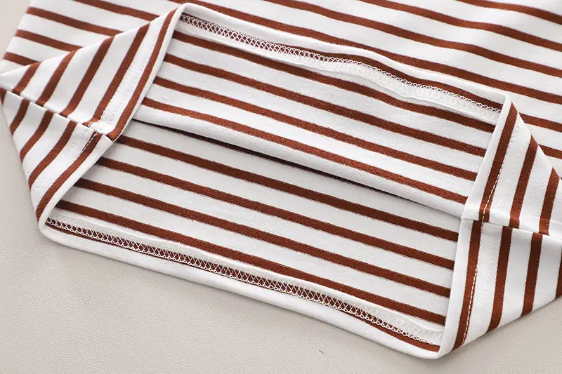 Boys Summer Strappy T-Shirt Shorts Set Brown Striped — feature 9