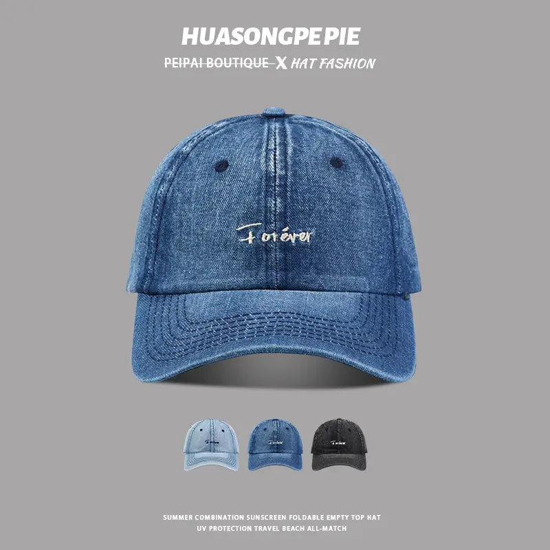 Men Light Blue Denim Cowboy Cap Spring Summer Sports