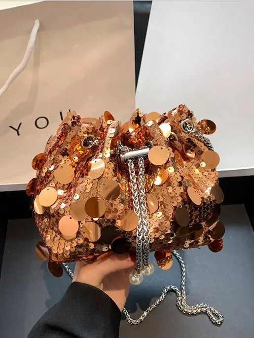 Women's 2024 Sequin Evening Bag with Chain Strap - Image 9