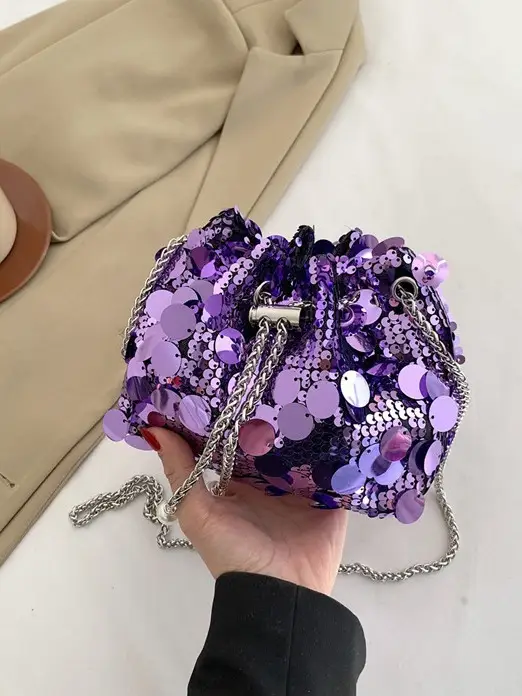 Women's 2024 Sequin Evening Bag with Chain Strap - Image 10
