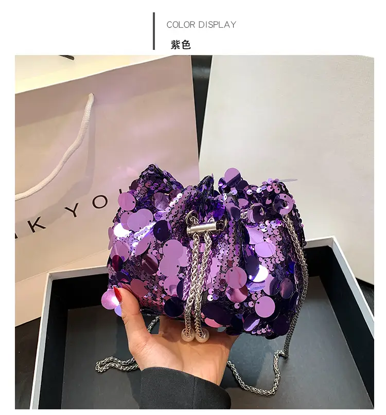 Women's 2024 Sequin Evening Bag with Chain Strap - Image 5