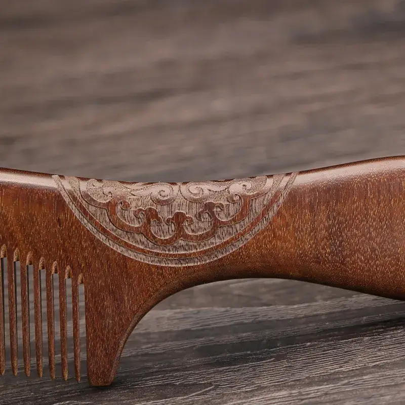 Golden Silk Sandalwood Moon Comb with Wide Teeth - Image 11