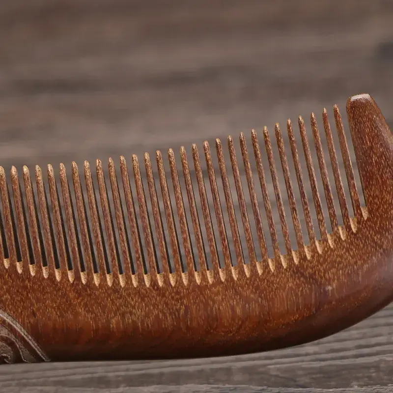 Golden Silk Sandalwood Moon Comb with Wide Teeth - Image 12