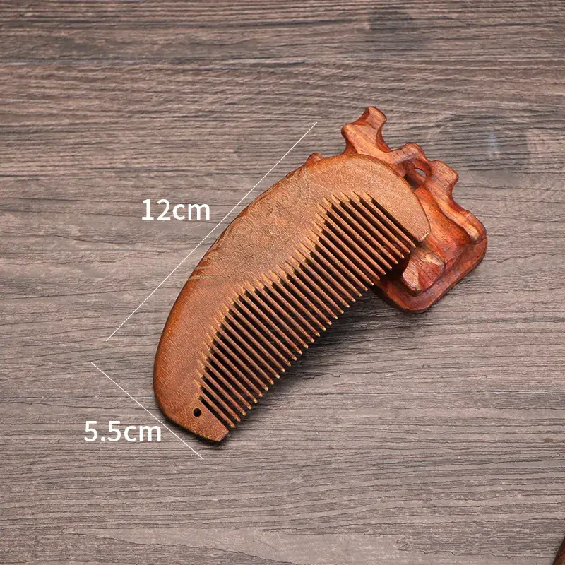 Golden Silk Sandalwood Moon Comb with Wide Teeth - Image 3
