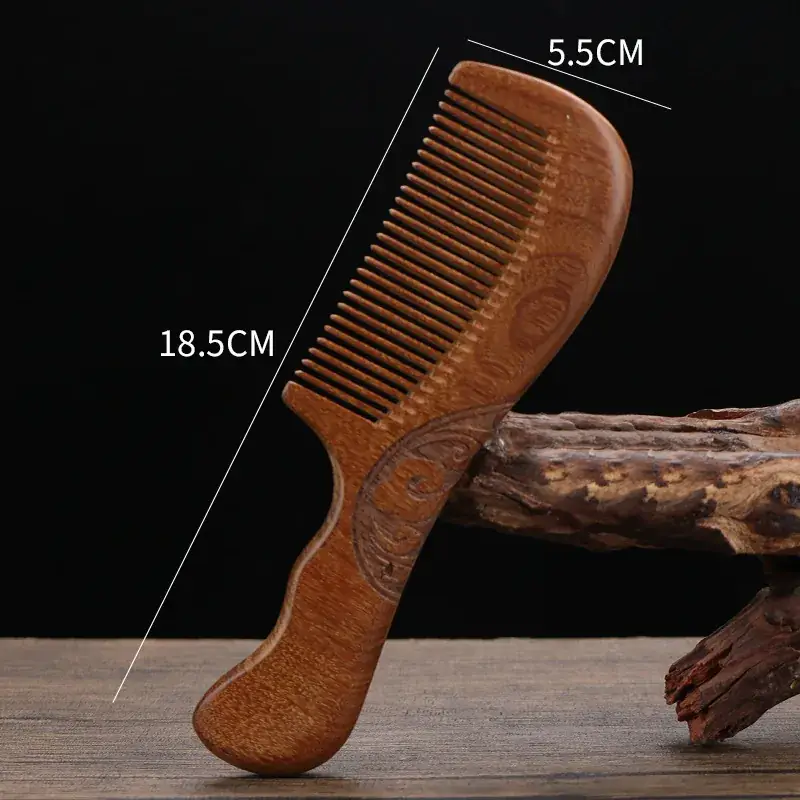 Golden Silk Sandalwood Moon Comb with Wide Teeth - Image 4