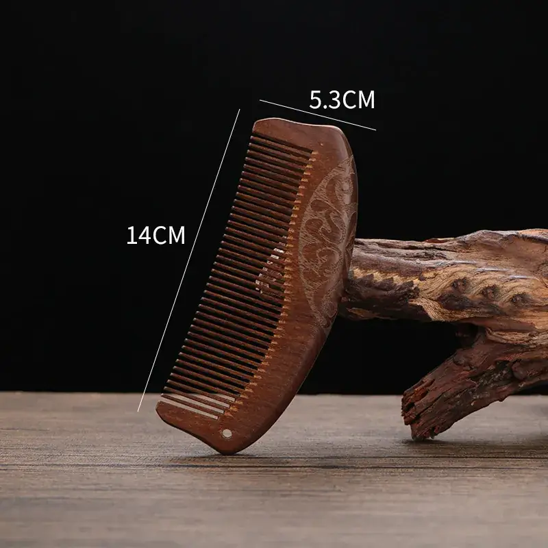 Golden Silk Sandalwood Moon Comb with Wide Teeth - Image 5