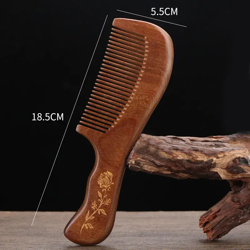 Golden Silk Sandalwood Moon Comb with Wide Teeth - Image 7