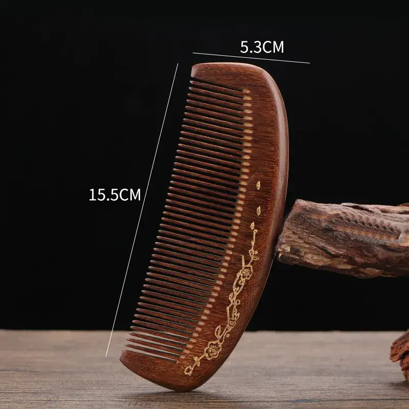Golden Silk Sandalwood Moon Comb with Wide Teeth - Image 8
