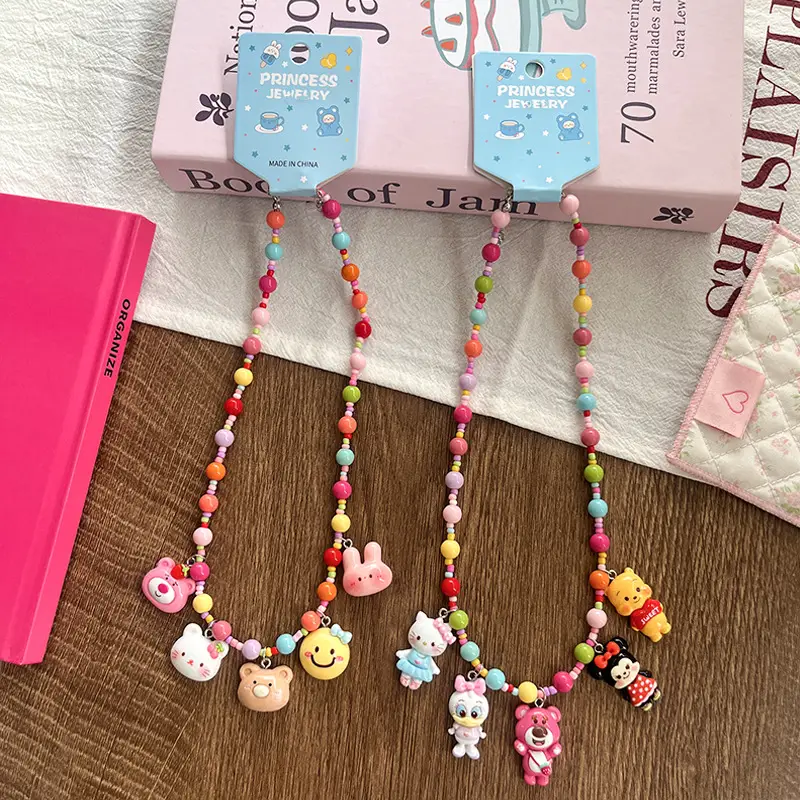 Cute Cartoon Resin Beaded Necklace for Girls All Color - Image 4