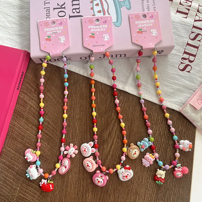 Cute Cartoon Resin Beaded Necklace for Girls All Color — feature 5