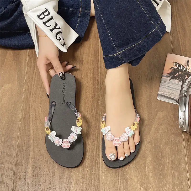 Women's 2024 Floral Flip Flops Soft Sole Beach Wear - Image 2