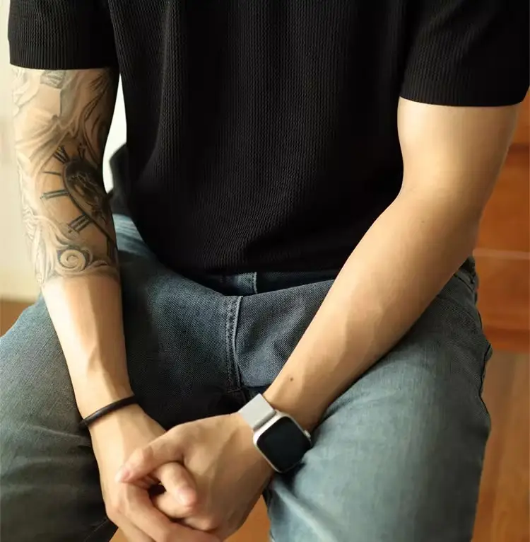 Men's V-Neck Knitted Polo Shirt White Short Sleeve — feature 22