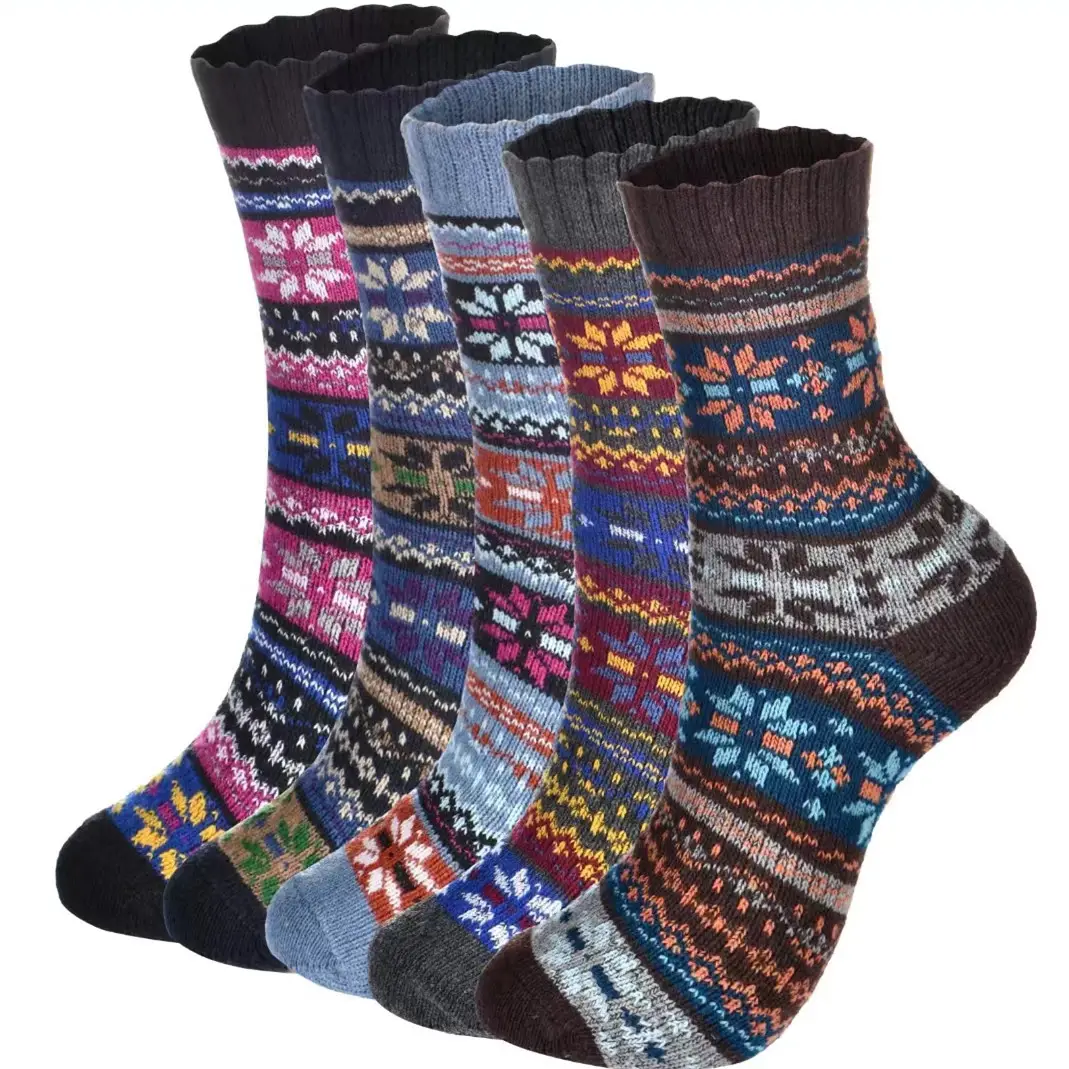 Socks for Men in Winter Fleece-Lined and Thickeneded Warm Terry Socks Ethnic Style Men's Mid-Calf Socks Cotton Socks Casual Wholesale