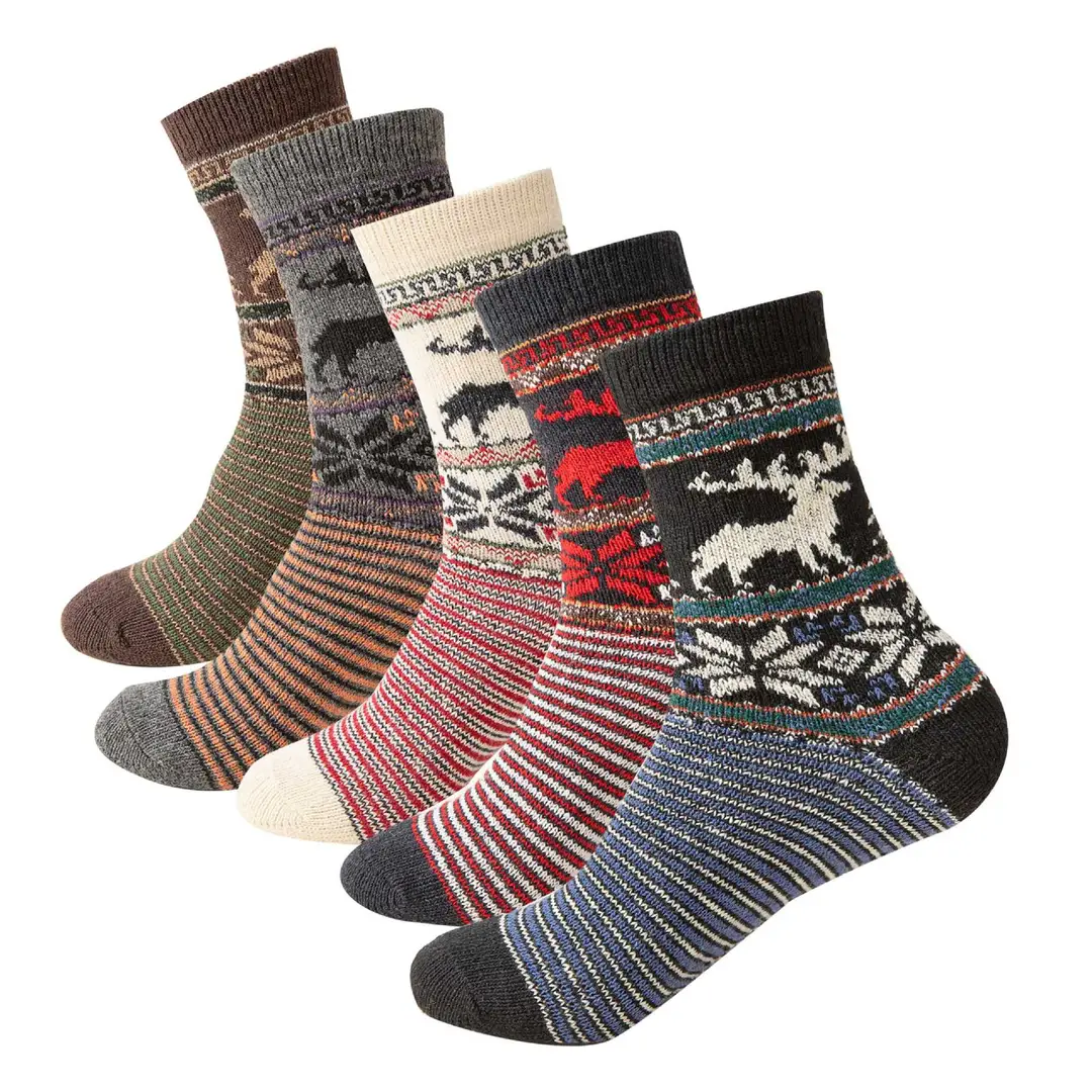 Socks for Men in Winter Fleece-Lined and Thickeneded Warm Terry Socks Ethnic Style Men's Mid-Calf Socks Cotton Socks Casual Wholesale