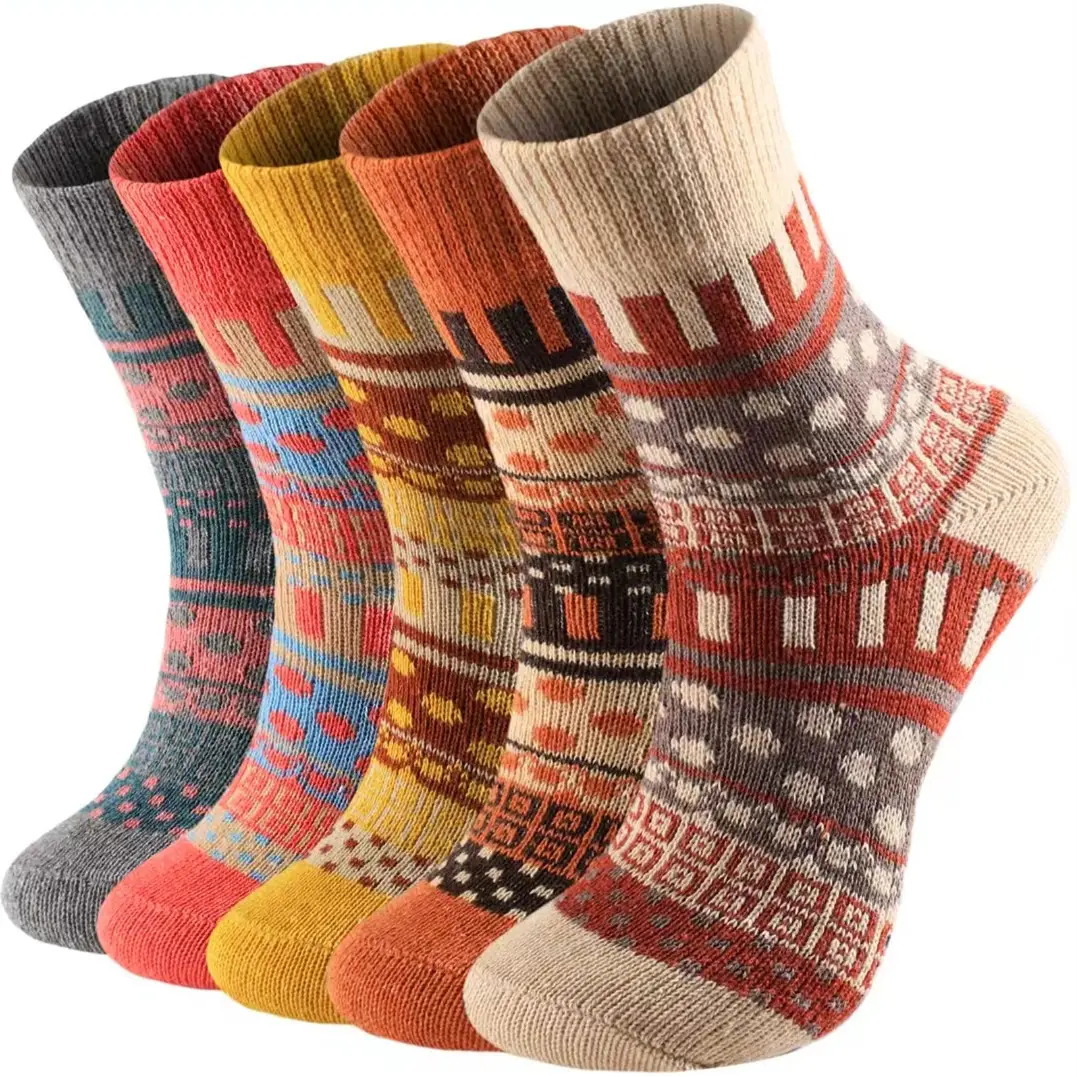 Socks for Men in Winter Fleece-Lined and Thickeneded Warm Terry Socks Ethnic Style Men's Mid-Calf Socks Cotton Socks Casual Wholesale