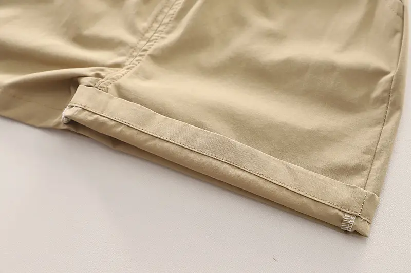 Kids Cotton Polo Short Sleeve Suit Brown Shorts — feature 13