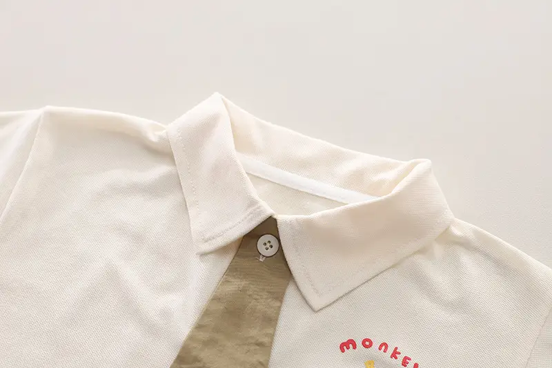 Kids Cotton Polo Short Sleeve Suit Brown Shorts — feature 5