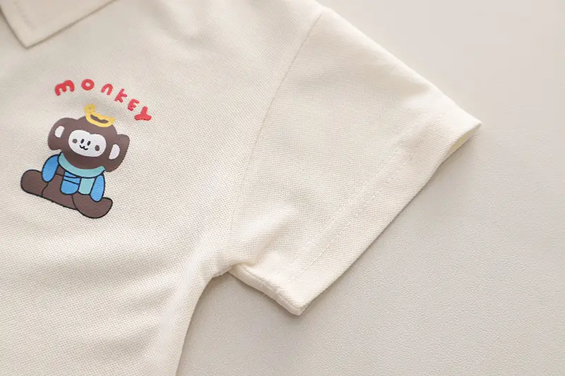 Kids Cotton Polo Short Sleeve Suit Brown Shorts — feature 7