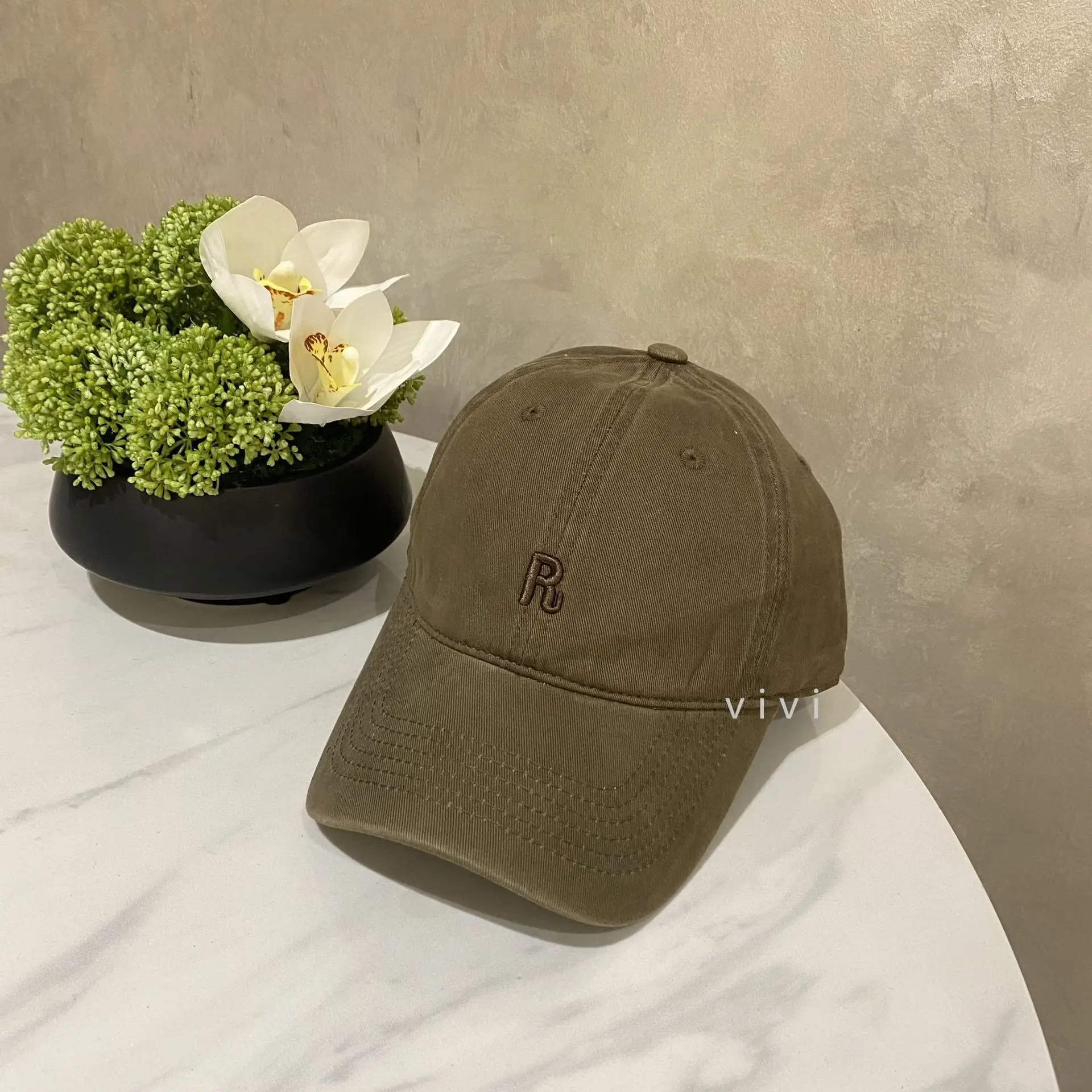 Embroidered R Cap Women Spring Summer Breathable - Image 5