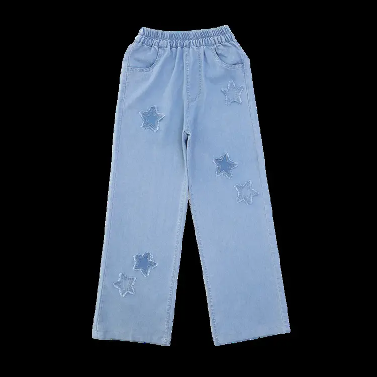 Girls' Summer Ice Silk Pants Outer Wear Thin 2023 New Style Big Children's Wide Leg Pants Summer Loose Children's Jeans