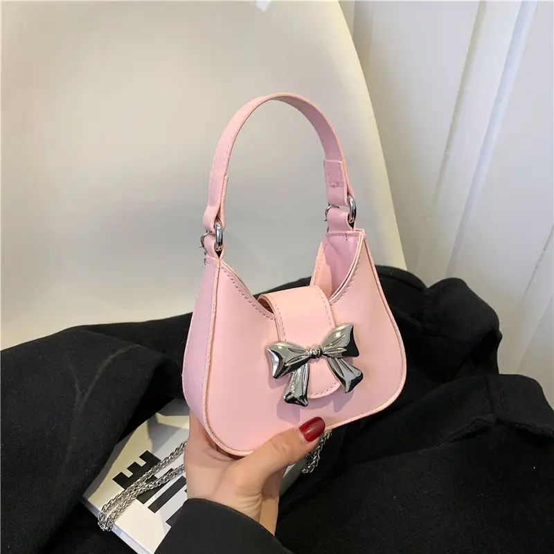 Pink Bow Shoulder Bag for Women 2024 Spring - Image 7