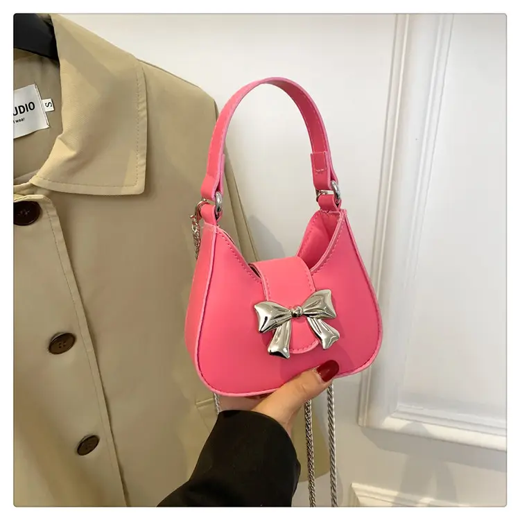 Pink Bow Shoulder Bag for Women 2024 Spring — feature 31