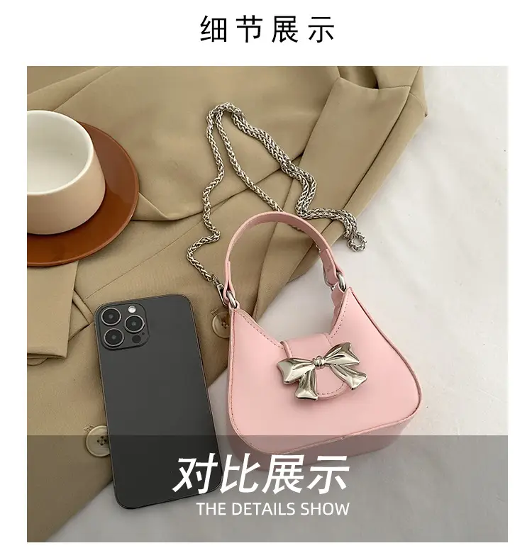 Pink Bow Shoulder Bag for Women 2024 Spring — feature 4