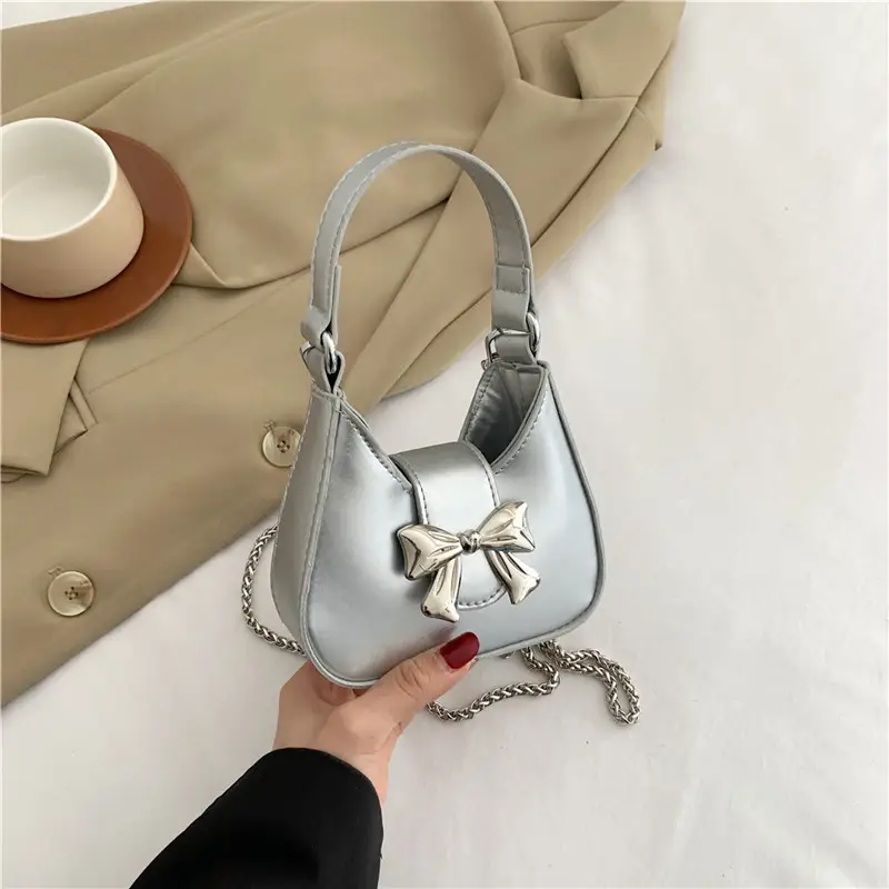 Pink Bow Shoulder Bag for Women 2024 Spring - Image 4