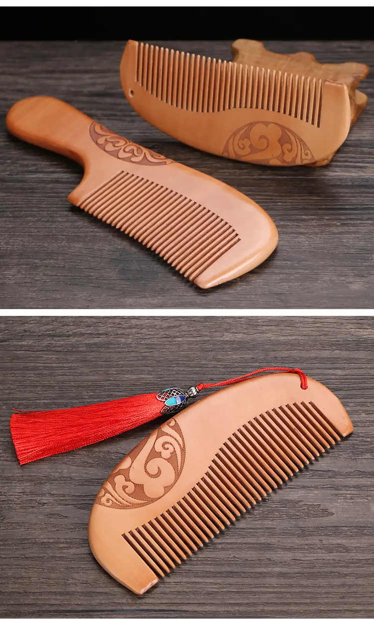 Peach Wood Anti-Static Hair Comb Large Gift — feature 11