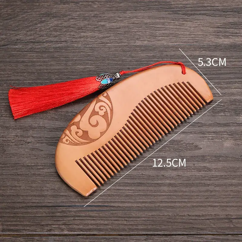 Peach Wood Anti-Static Hair Comb Large Gift - Image 4
