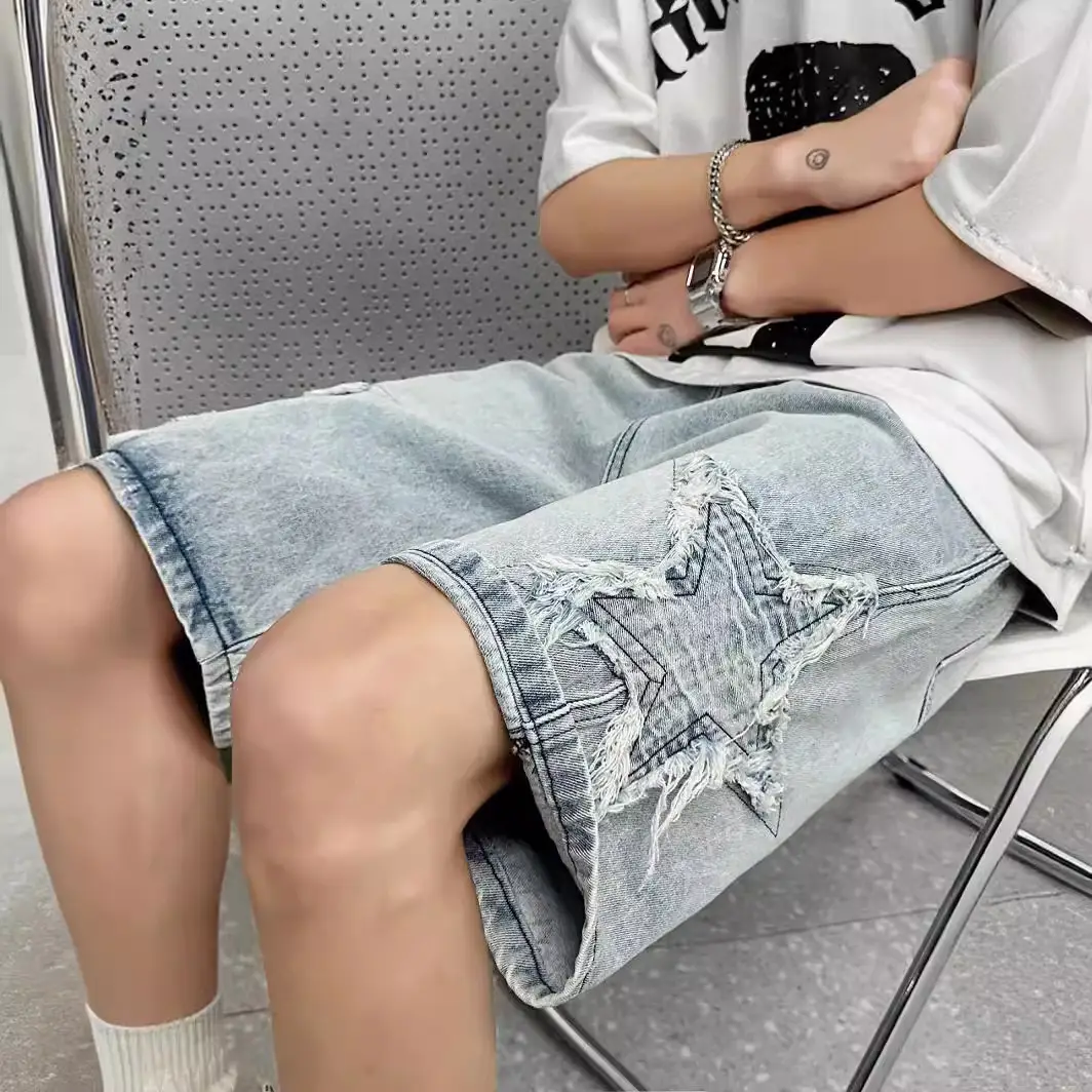 Washed Denim Shorts Men Summer Loose Plus Size - Image 6