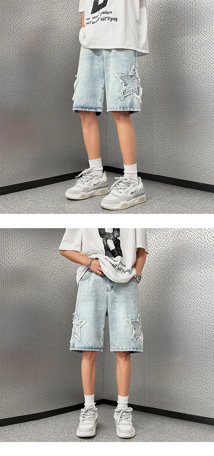 Washed Denim Shorts Men Summer Loose Plus Size — feature 7