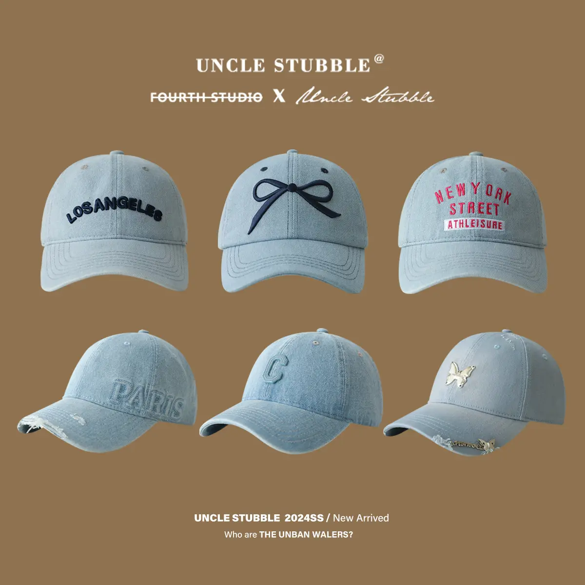 Light Blue Denim Baseball Cap with Bow Embroidery for Women - Image 23