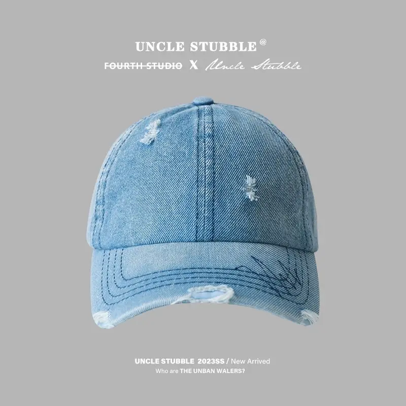 Light Blue Denim Baseball Cap with Bow Embroidery for Women - Image 19