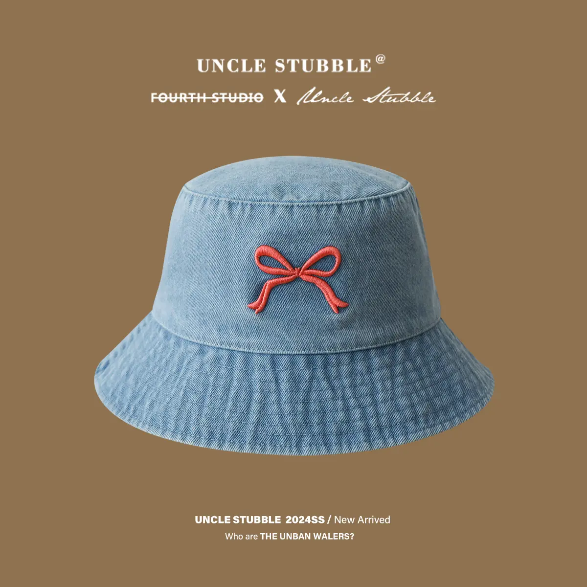 Light Blue Denim Baseball Cap with Bow Embroidery for Women - Image 5